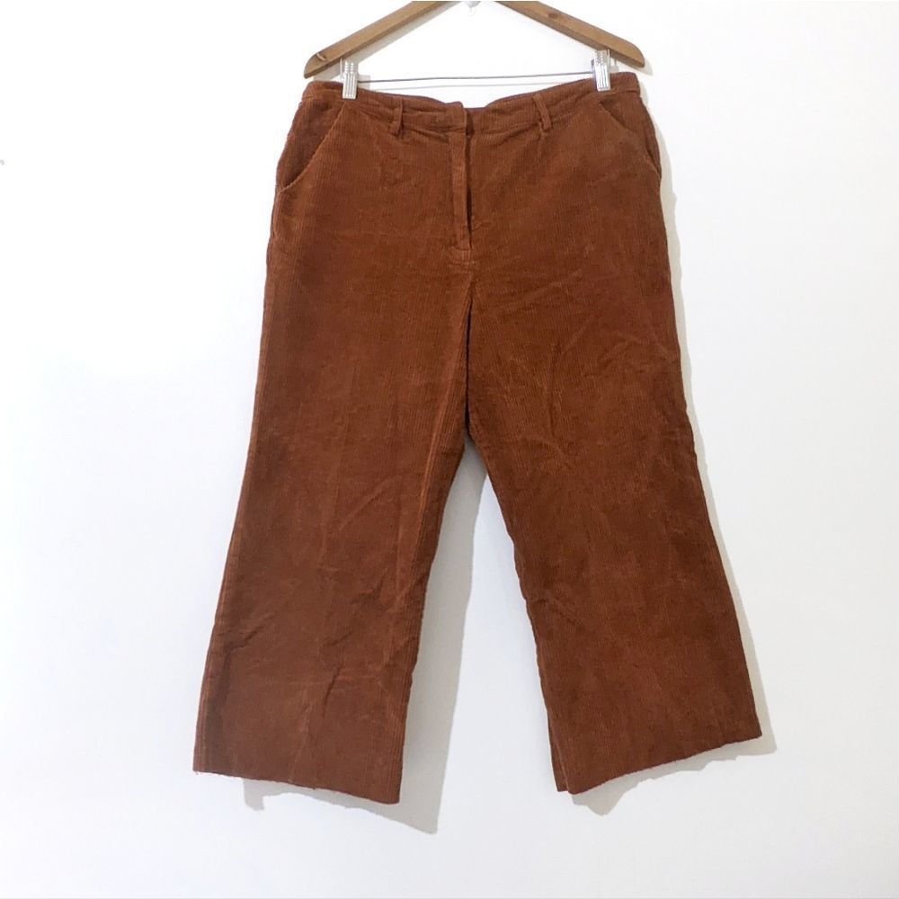 ASTR Corduroy Wide Leg Cropped Pants Rust Orange Size Large